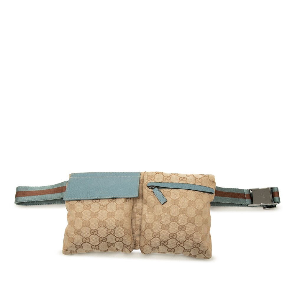 Gucci Gg Canvas Web Double Pocket Belt #362397G60B